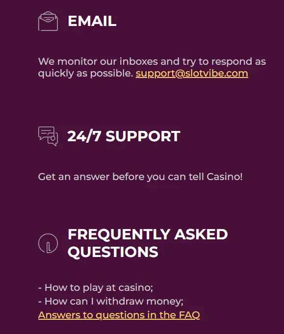 SlotVibe Casino Australia support